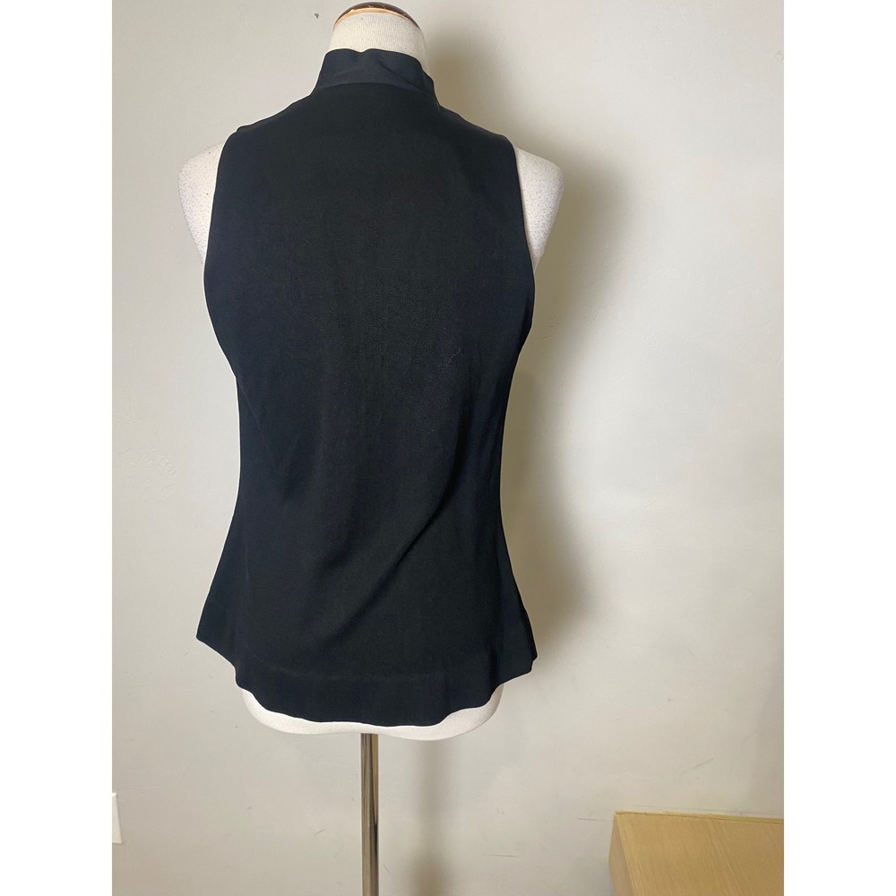 Vintage 60s Up-Beat Inc Black Knit Halter Top Gold Chain Link V-Neck Mod Top - Picture 3 of 6
